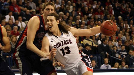 Kelly Olynyk (13) just keeps on getting better and better for the Zags (Gonzaga athletics)