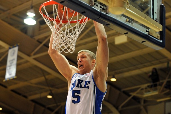 Mason Plumlee scored a career-high 32 points with 9 rebounds on Wednesday against Wake Forest. (Photo by Lance King/Getty Images)