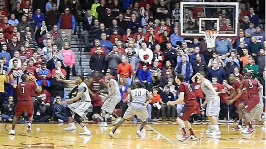 A career-high 34 points was not enough. Temple's Khalif Wyatt, with the ball, could not hit this last second attempt.