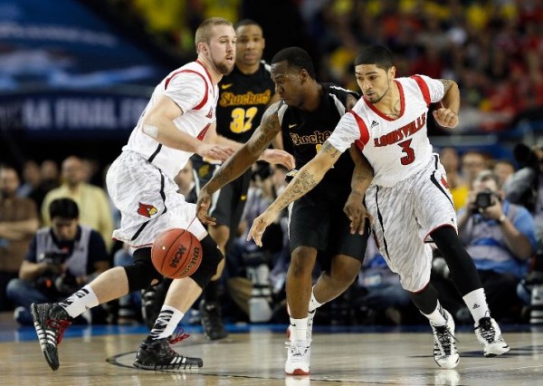 After limiting turnovers for most of the game, Wichita State couldnt hold firm in the face of Louisville's defensive pressure down the stretch (Getty Images).