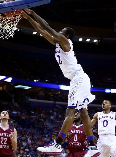 Andrew Wiggins and the Kansas Jayhawks pulled away from Eastern Kentucky late. (Andy Lyons/Getty Images)