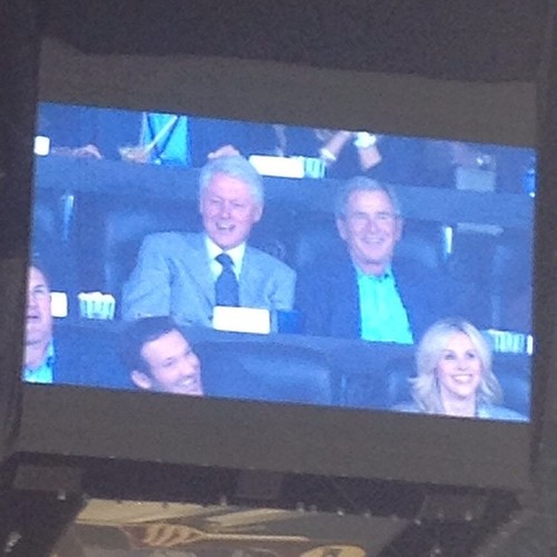 Dubya and Bubba Sharing a Post-Presidential Moment at the Final Four