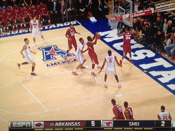 SMU misses and it's time for the Razorbacks to push the tempo. 