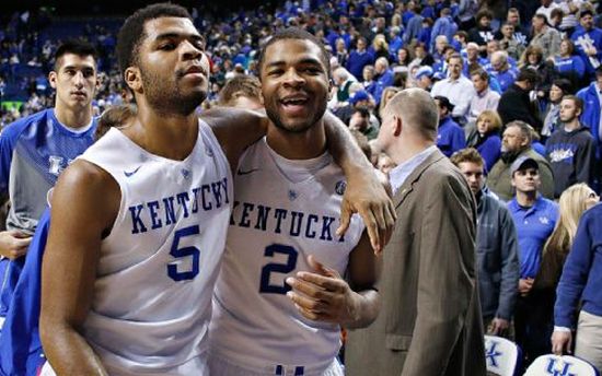 Andrew Harrison came up big for Kentucky, which included a key assist to his brother Aaron. (USA TODAY Sports)