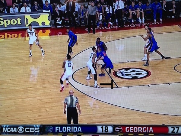 That's all the room Gaines needs. Screen grab via ESPN. 