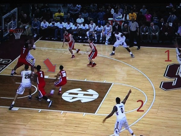The defense abandons its shape to collapse down on Carrera (screen grab via ESPN). 