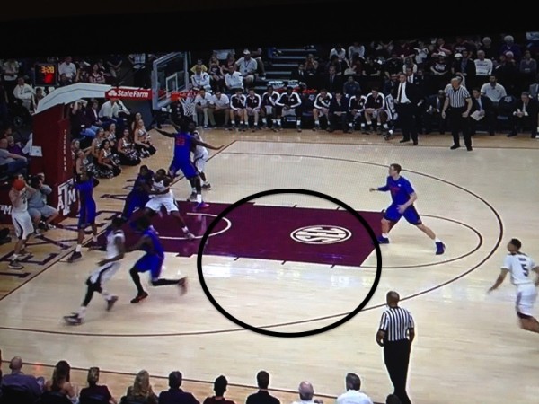 There is some open space in the middle of the court (screen grab via ESPN). 