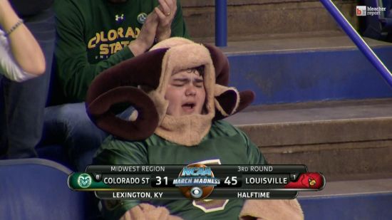 While you are thoroughly enjoying the NCAA Tournament today, X will be thinking about the meaning of life and feeling like this Colorado State fan. (CBS Sports)