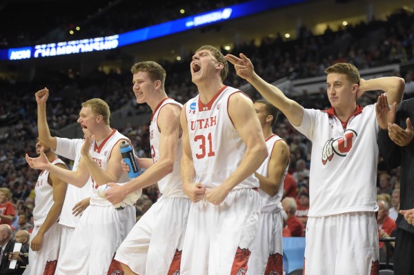 Utah's Bench Celebrates the Big Win (USA Today Images)