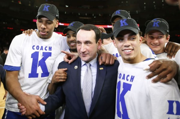 It was a year of milestones for Coach K - 1000th win and fifth national title. (AP Photo)