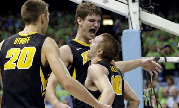 Iowa seniors (from left) Jared Uthoff, Adam Woodbury and Mike Gesell have lead the offense to its high level. (AP)