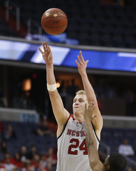 Maverick Rowan hit six three-pointers to lead N.C. State past Wake Forest in First Round action at the ACC Tournament. (AP Photo/Steve Helber)